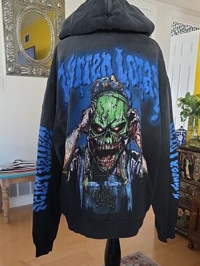Warren Lotas Black Graphic Horror Skull Hoodie
